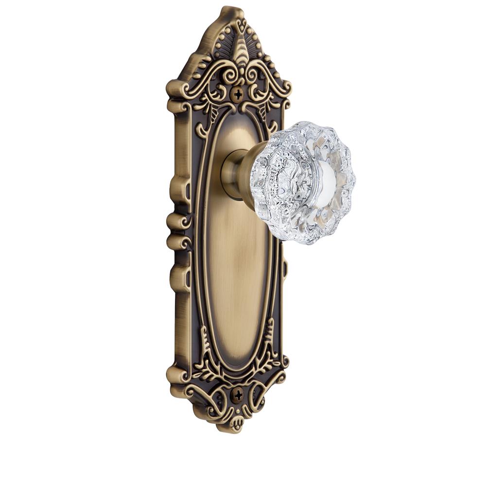Grandeur by Nostalgic Warehouse GVCVER Privacy Knob - Grande Victorian Plate with Versailles Crystal Knob in Vintage Brass